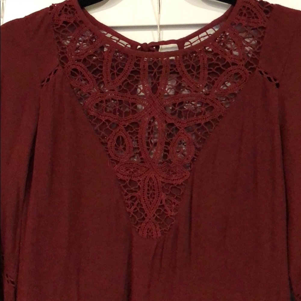 American Eagle Maroon Lacey Long Sleeve Dress - Picture 5 of 5